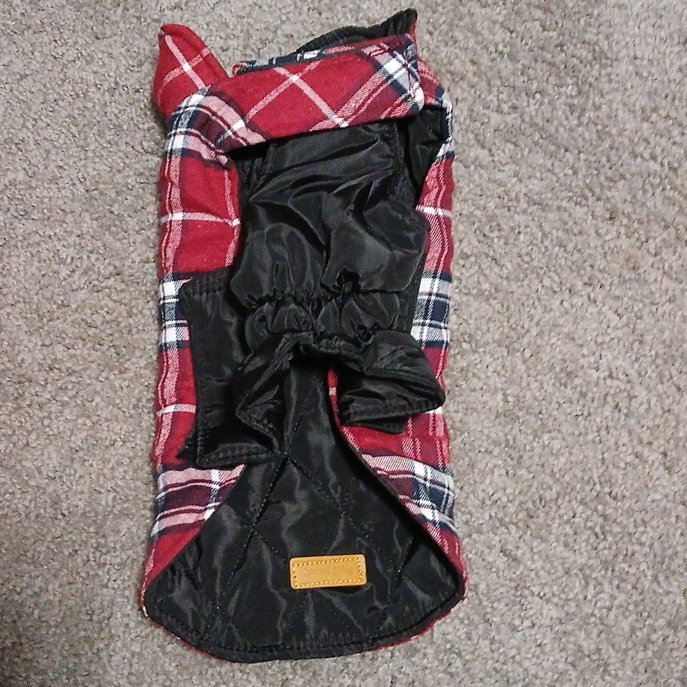Reversible Waterproof Winter Dog Jacket Coat Plaid and solid Black Sz S … - Picture 5 of 7